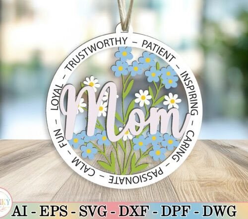 Floral Mom Ornament Laser Cut 144410831 Creativo Digital